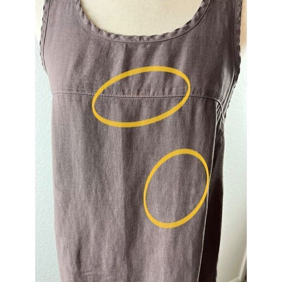 Allen Allen Linen Sleeveless Hi-Lo Shift Dress Size Small Light Brown Laganlook - Picture 3 of 8